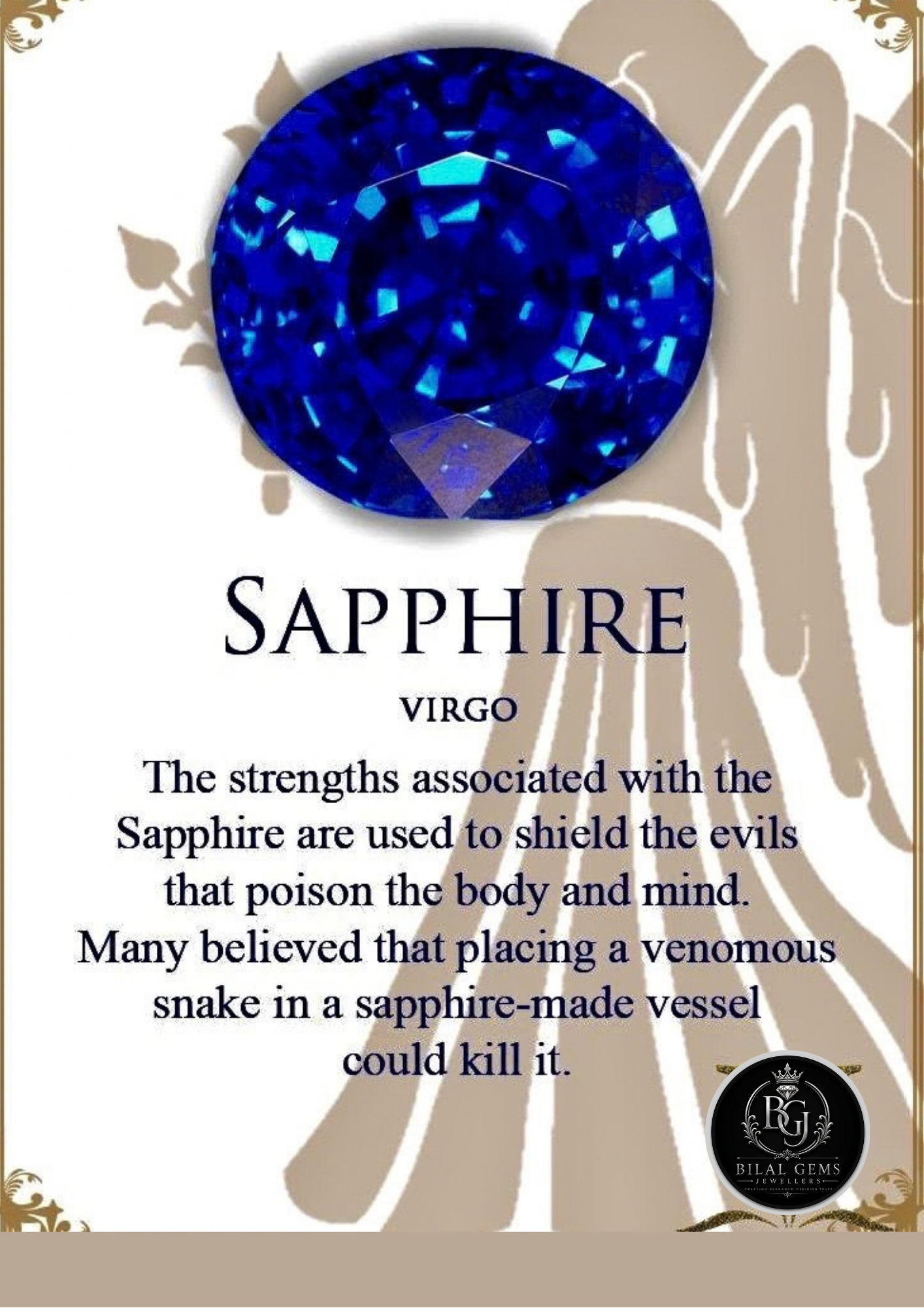 Blue sapphire gemstone for Virgo zodiac sign, symbolizing protection, strength, and spiritual well-being.